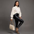 Calça Feminina Ding Casual de Couro